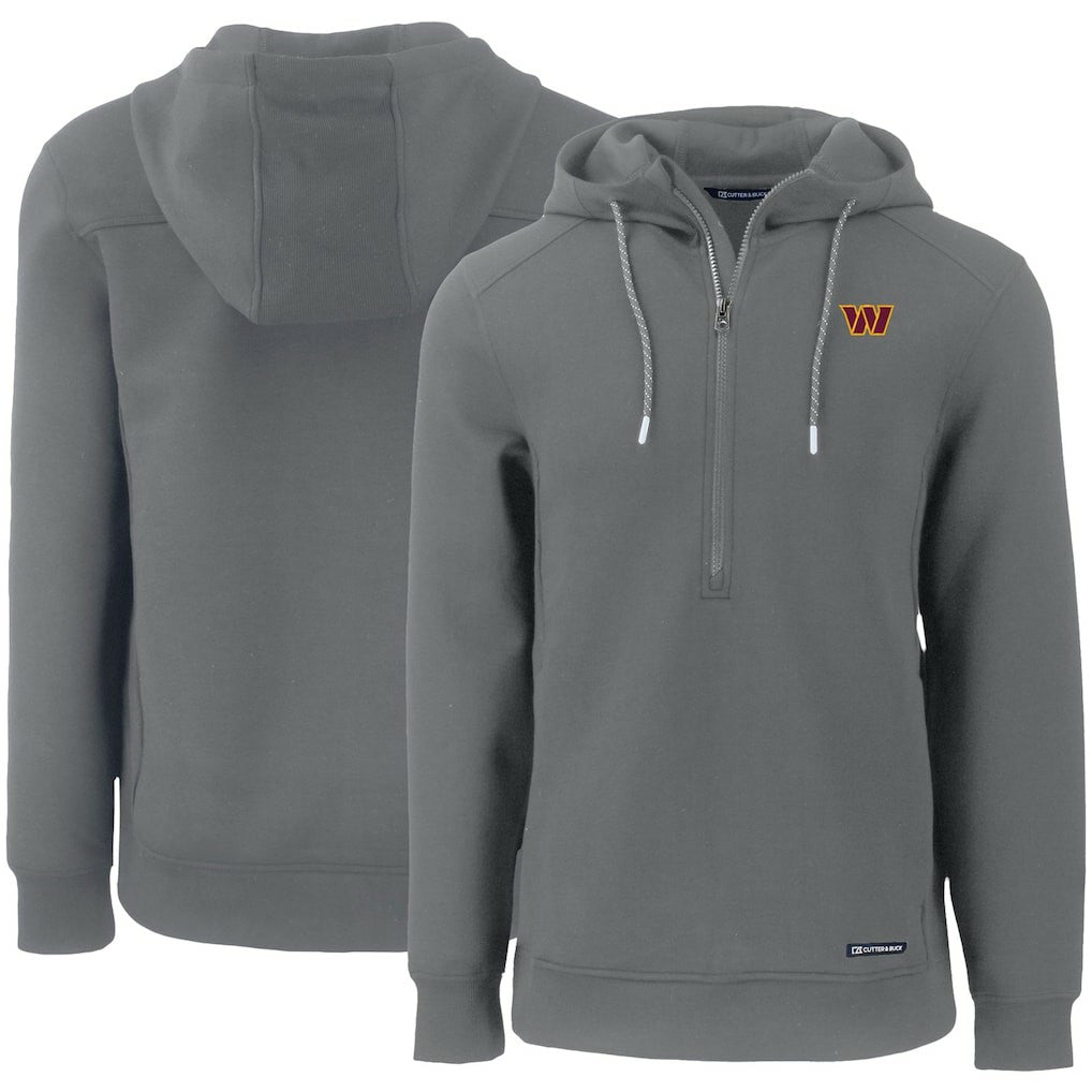 Washington Commanders Cutter & Buck Primary Mark Roam Eco Recycled Half-Zip Pullover Hoodie - Gray for sale