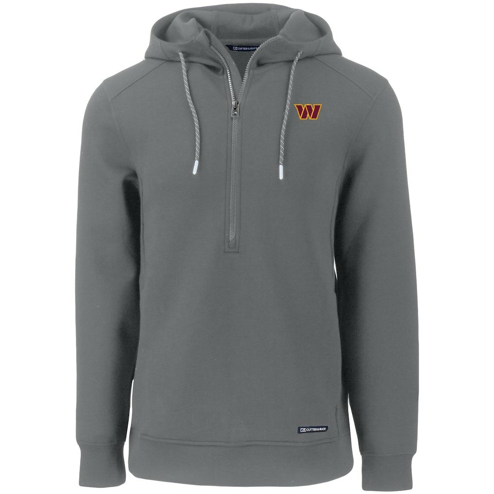 Washington Commanders Cutter & Buck Primary Mark Roam Eco Recycled Half-Zip Pullover Hoodie - Gray for sale