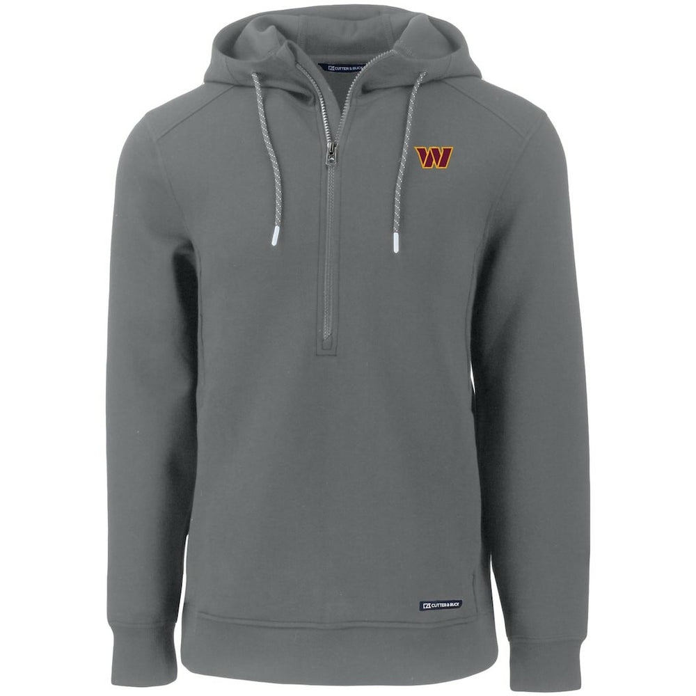 Washington Commanders Cutter & Buck Primary Mark Roam Eco Recycled Half-Zip Pullover Hoodie - Gray for sale