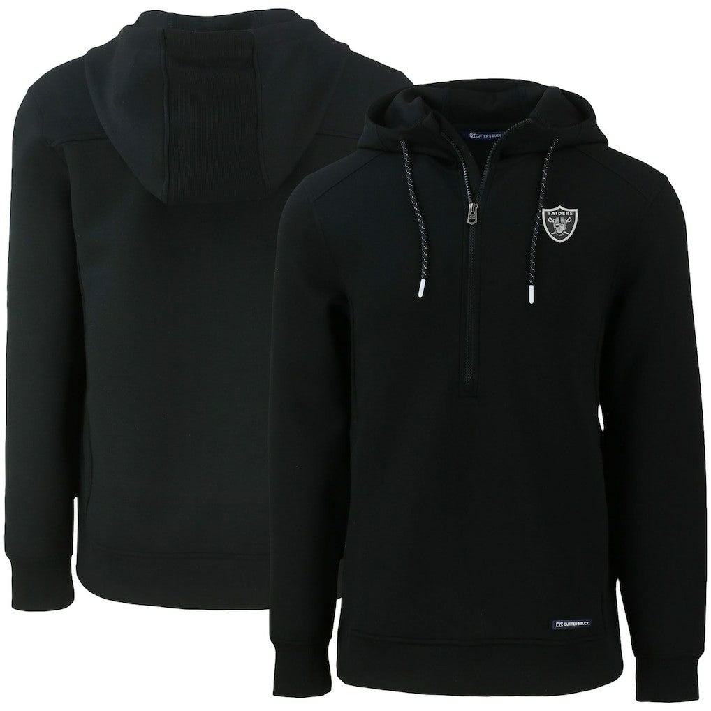 Las Vegas Raiders Cutter & Buck Primary Mark Roam Eco Recycled Half-Zip Pullover Hoodie - Black sale