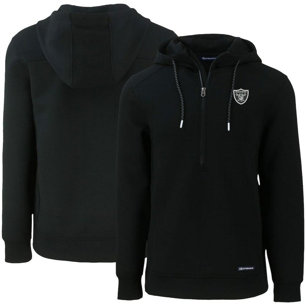 Las Vegas Raiders Cutter & Buck Primary Mark Roam Eco Recycled Half-Zip Pullover Hoodie - Black sale