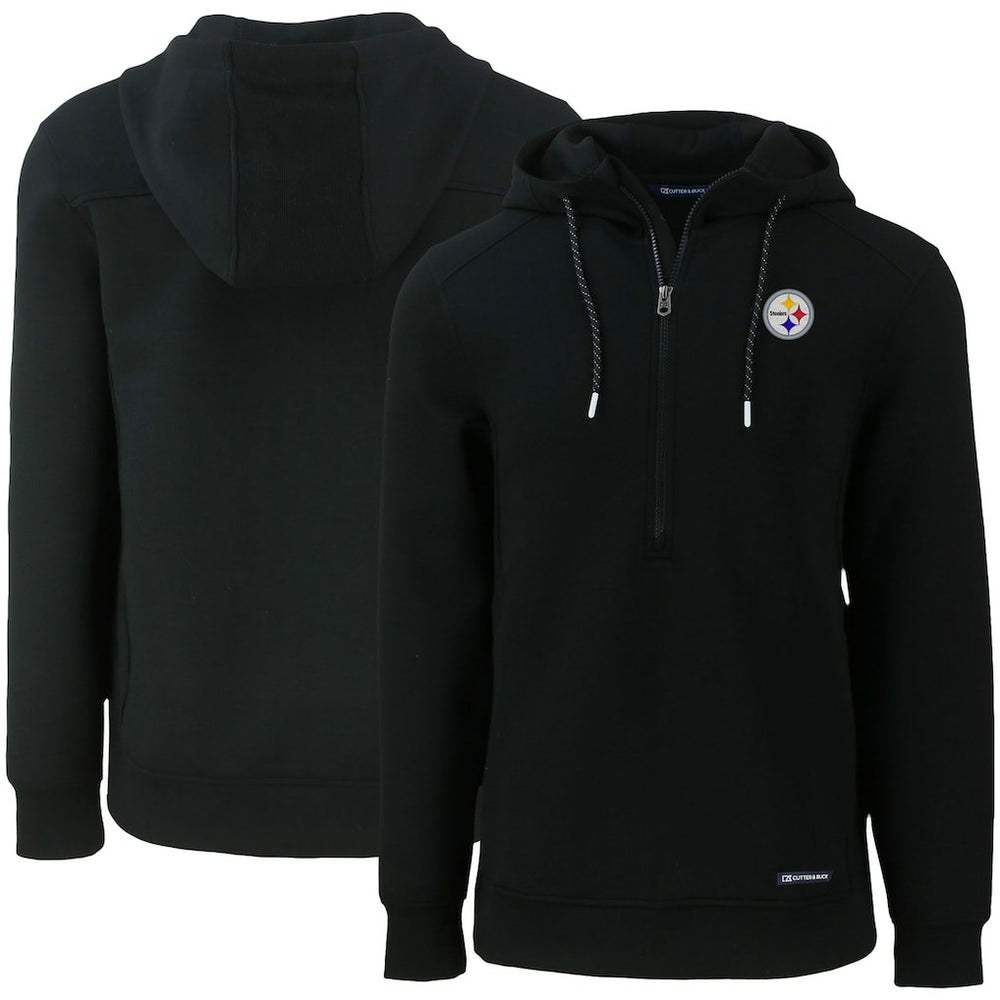 Pittsburgh Steelers Cutter & Buck Primary Mark Roam Eco Recycled Half-Zip Pullover Hoodie - Black on sale