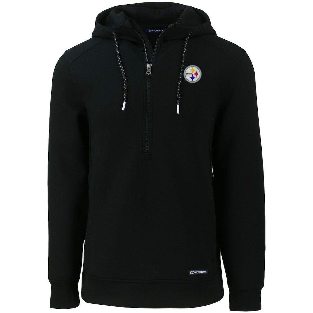 Pittsburgh Steelers Cutter & Buck Primary Mark Roam Eco Recycled Half-Zip Pullover Hoodie - Black on sale