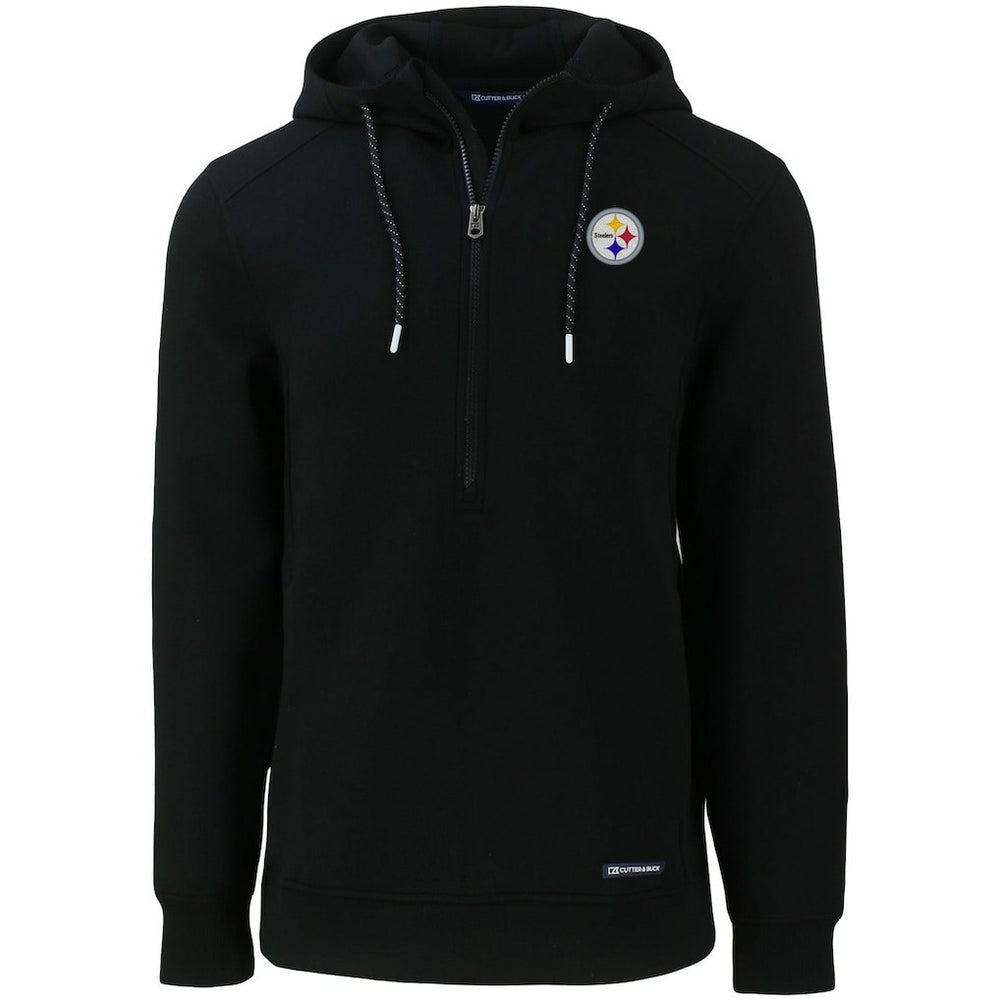 Pittsburgh Steelers Cutter & Buck Primary Mark Roam Eco Recycled Half-Zip Pullover Hoodie - Black on sale