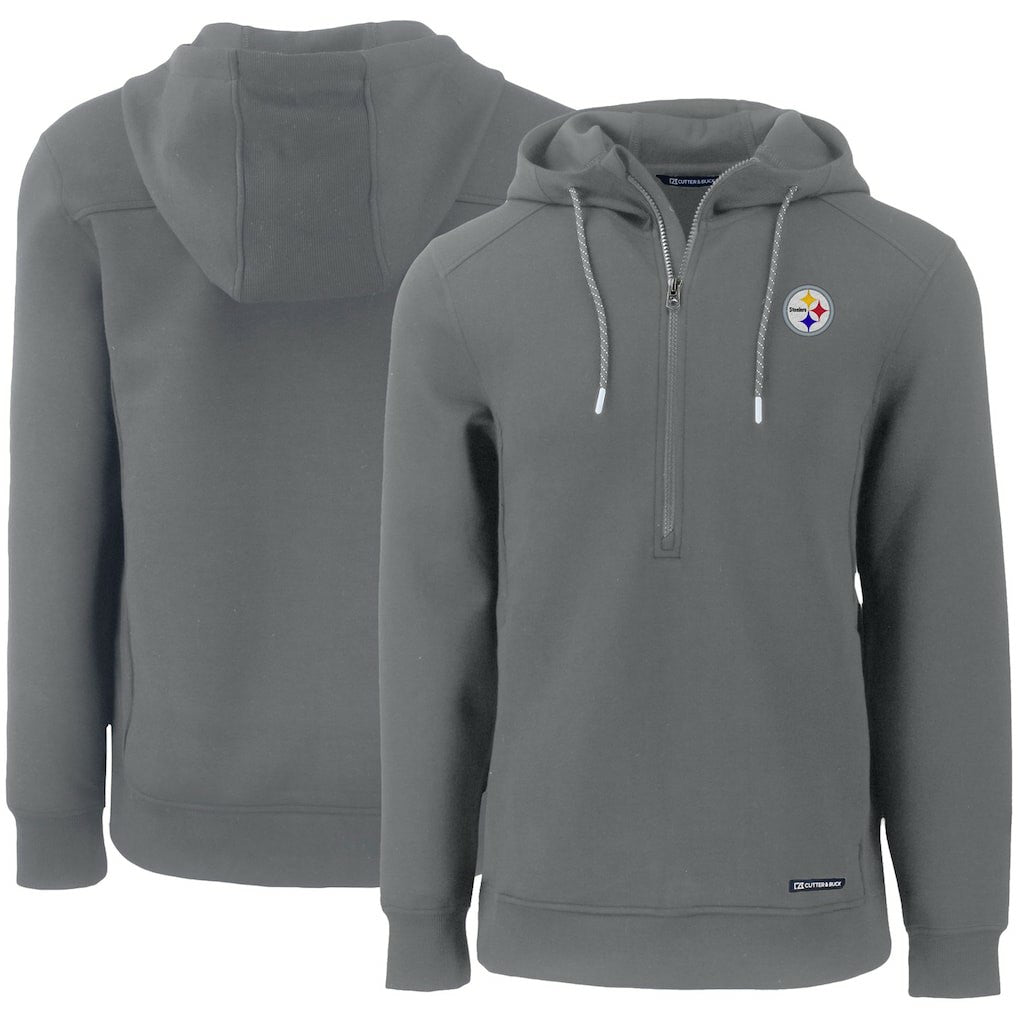 Pittsburgh Steelers Cutter & Buck Primary Mark Roam Eco Recycled Half-Zip Pullover Hoodie - Gray sale