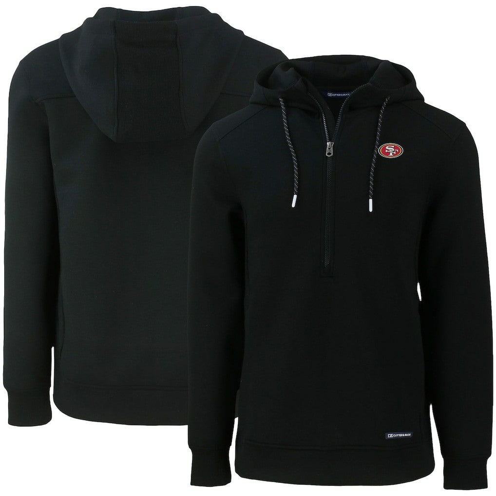 San Francisco 49ers Cutter & Buck Primary Mark Roam Eco Recycled Half-Zip Pullover Hoodie - Black outlet