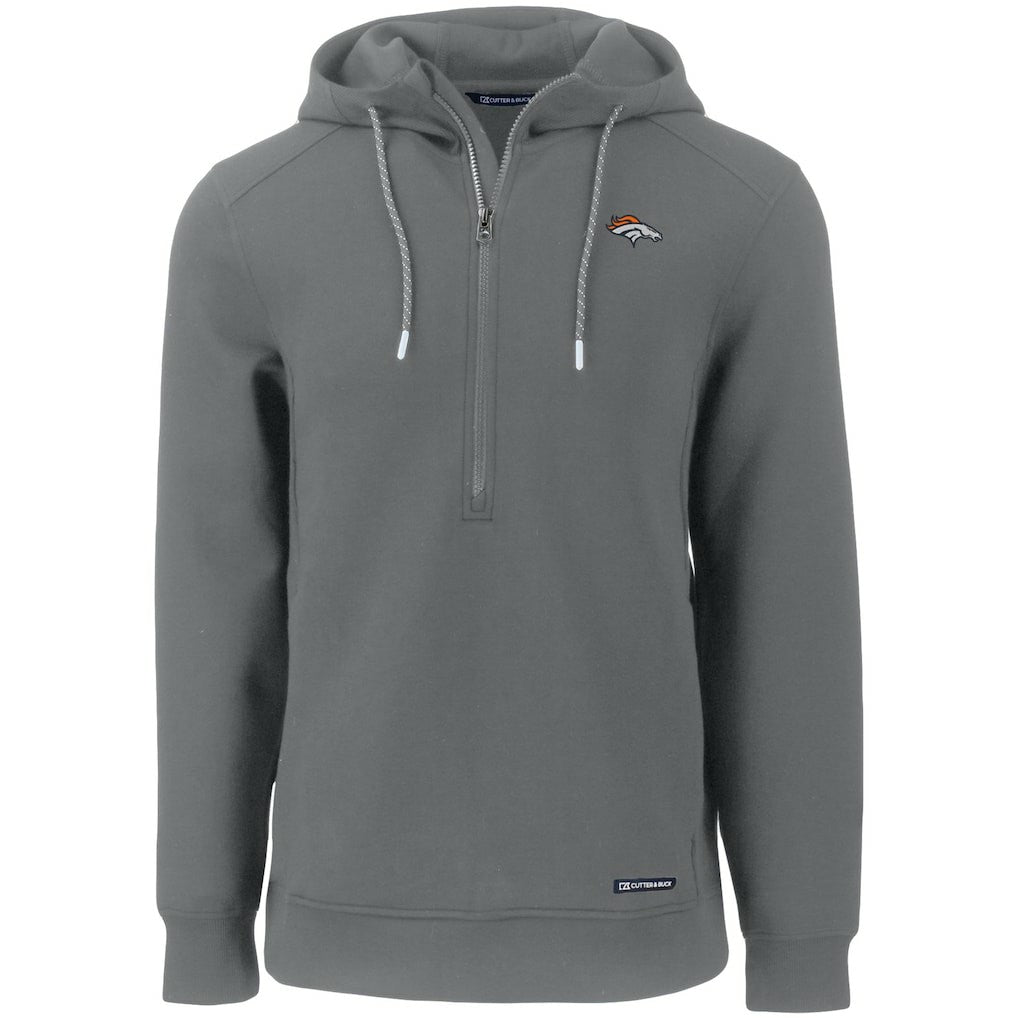 Denver Broncos Cutter & Buck Primary Mark Roam Eco Recycled Half-Zip Pullover Hoodie - Gray sale