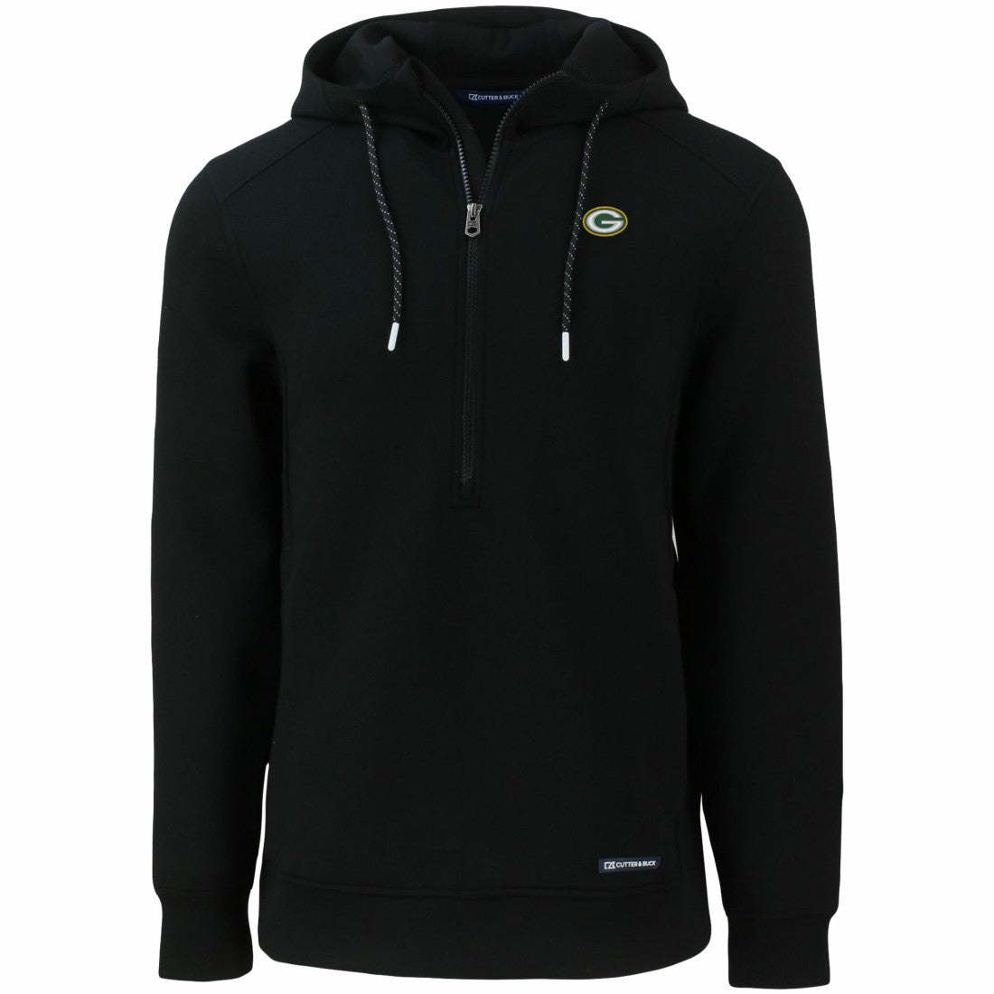Green Bay Packers Cutter & Buck Primary Mark Roam Eco Recycled Half-Zip Pullover Hoodie - Black for sale