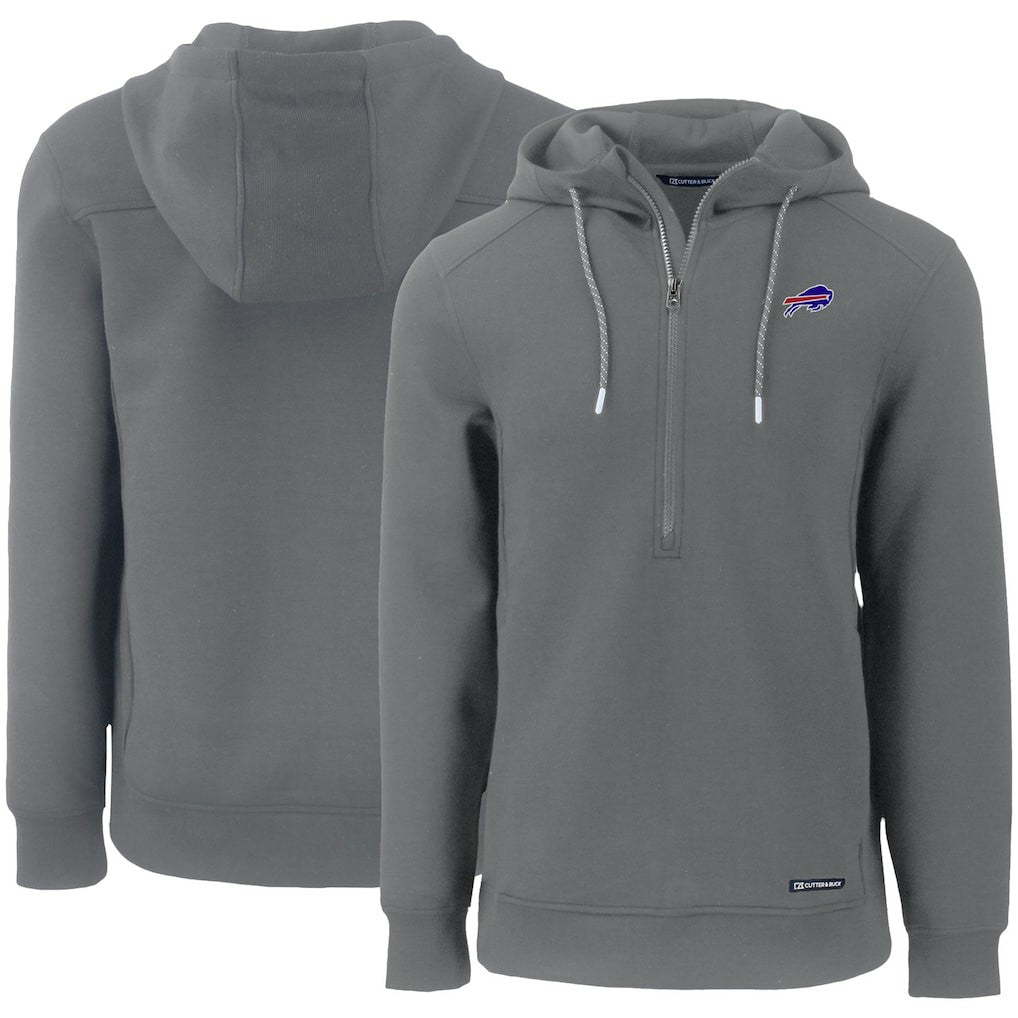 Buffalo Bills Cutter & Buck Primary Mark Roam Eco Recycled Half-Zip Pullover Hoodie - Gray discount