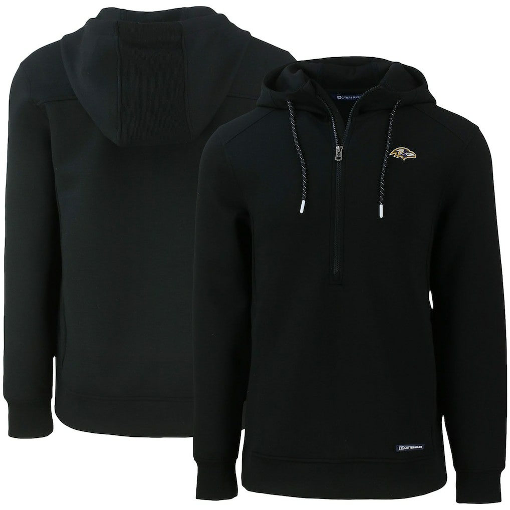 Baltimore Ravens Cutter & Buck Primary Mark Roam Eco Recycled Half-Zip Pullover Hoodie - Black on sale