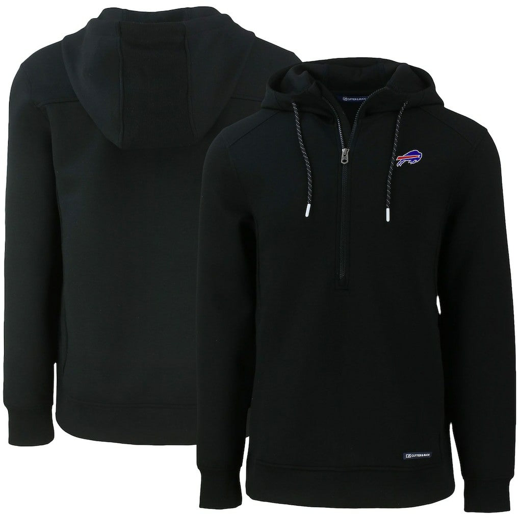 Buffalo Bills Cutter & Buck Primary Mark Roam Eco Recycled Half-Zip Pullover Hoodie - Black on sale