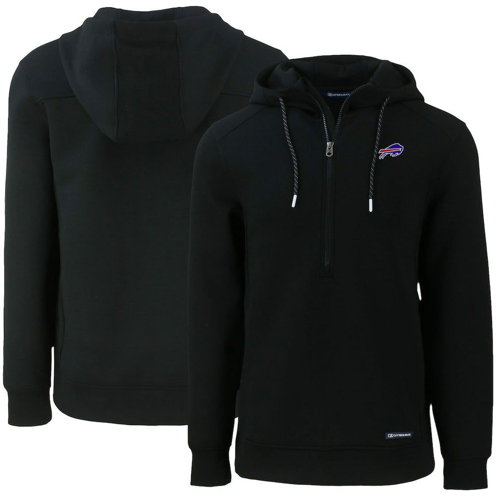 Buffalo Bills Cutter & Buck Primary Mark Roam Eco Recycled Half-Zip Pullover Hoodie - Black on sale