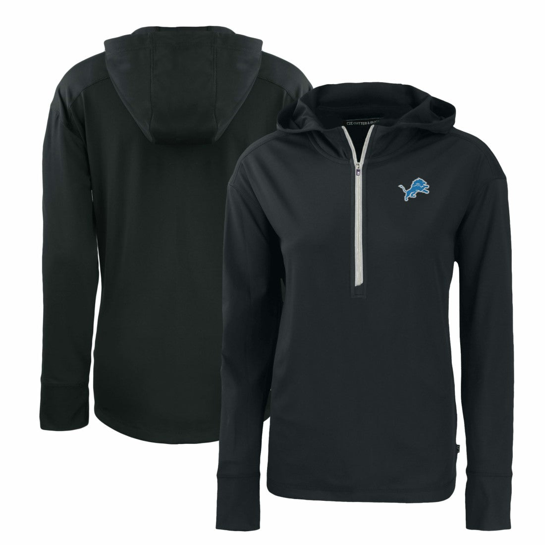 Detroit Lions Cutter & Buck Women's Primary Mark Daybreak Eco Recycled Half-Zip Hoodie - Black on sale