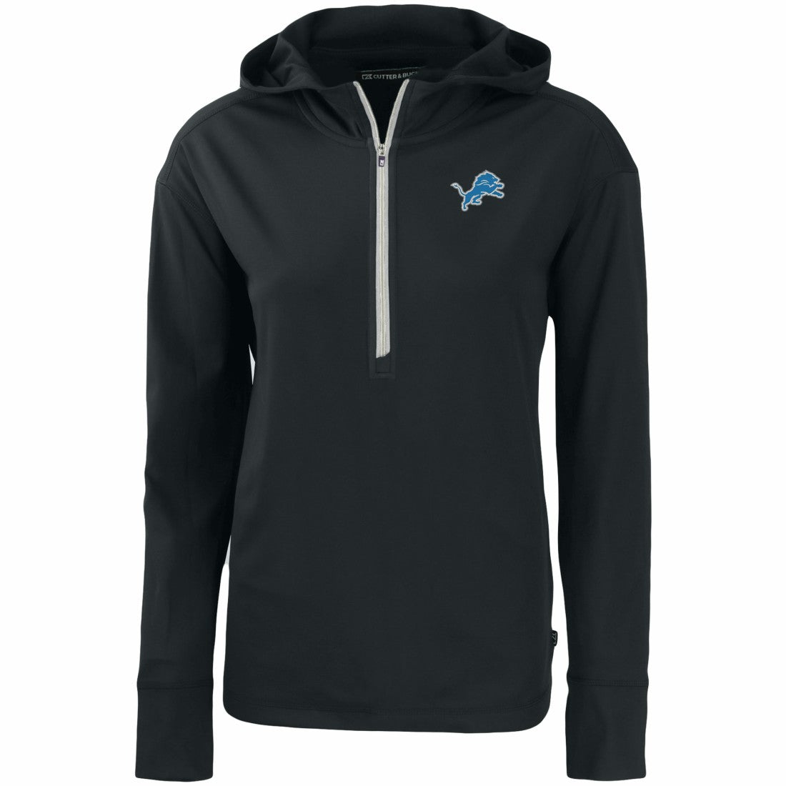 Detroit Lions Cutter & Buck Women's Primary Mark Daybreak Eco Recycled Half-Zip Hoodie - Black on sale