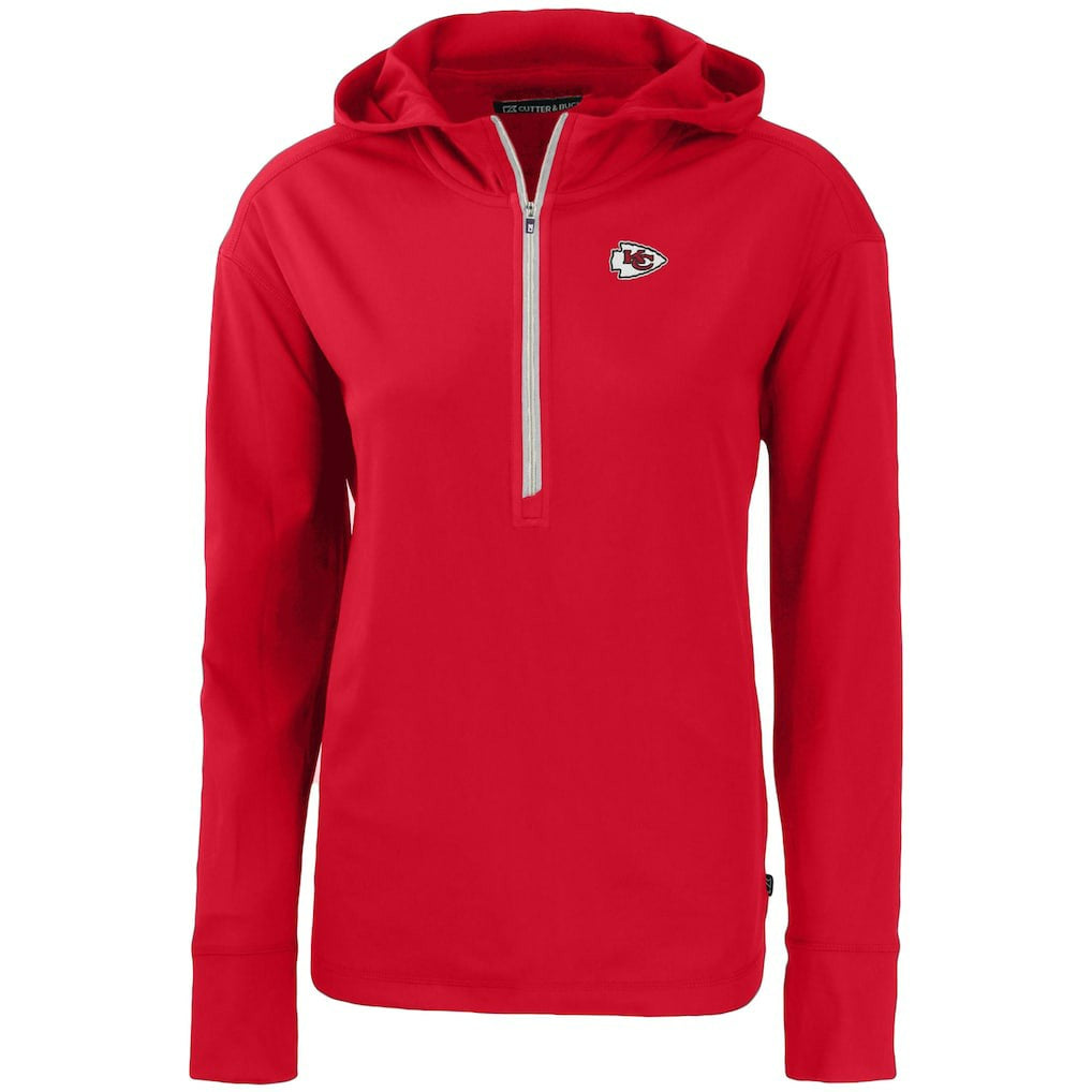 Kansas City Chiefs Cutter & Buck Women's Primary Mark Daybreak Eco Recycled Half-Zip Hoodie - Red for sale