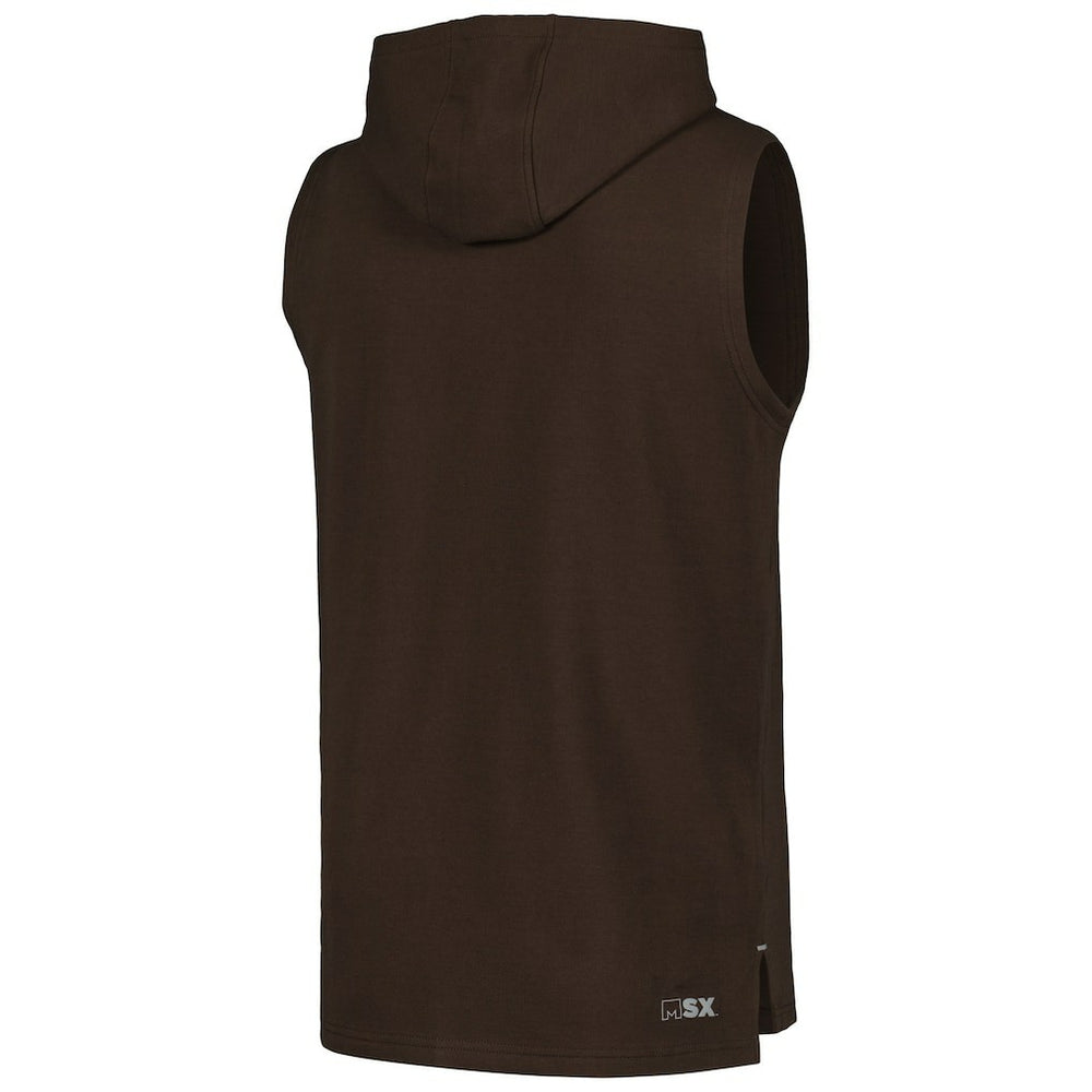Cleveland Browns MSX by Michael Strahan Captain Sleeveless Hoodie T-Shirt - Brown discount