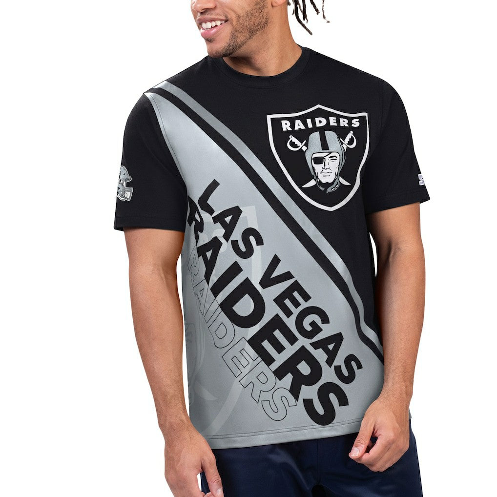 Las Vegas Raiders Starter Finish Line Extreme Graphic T-Shirt - Black/Silver for sale