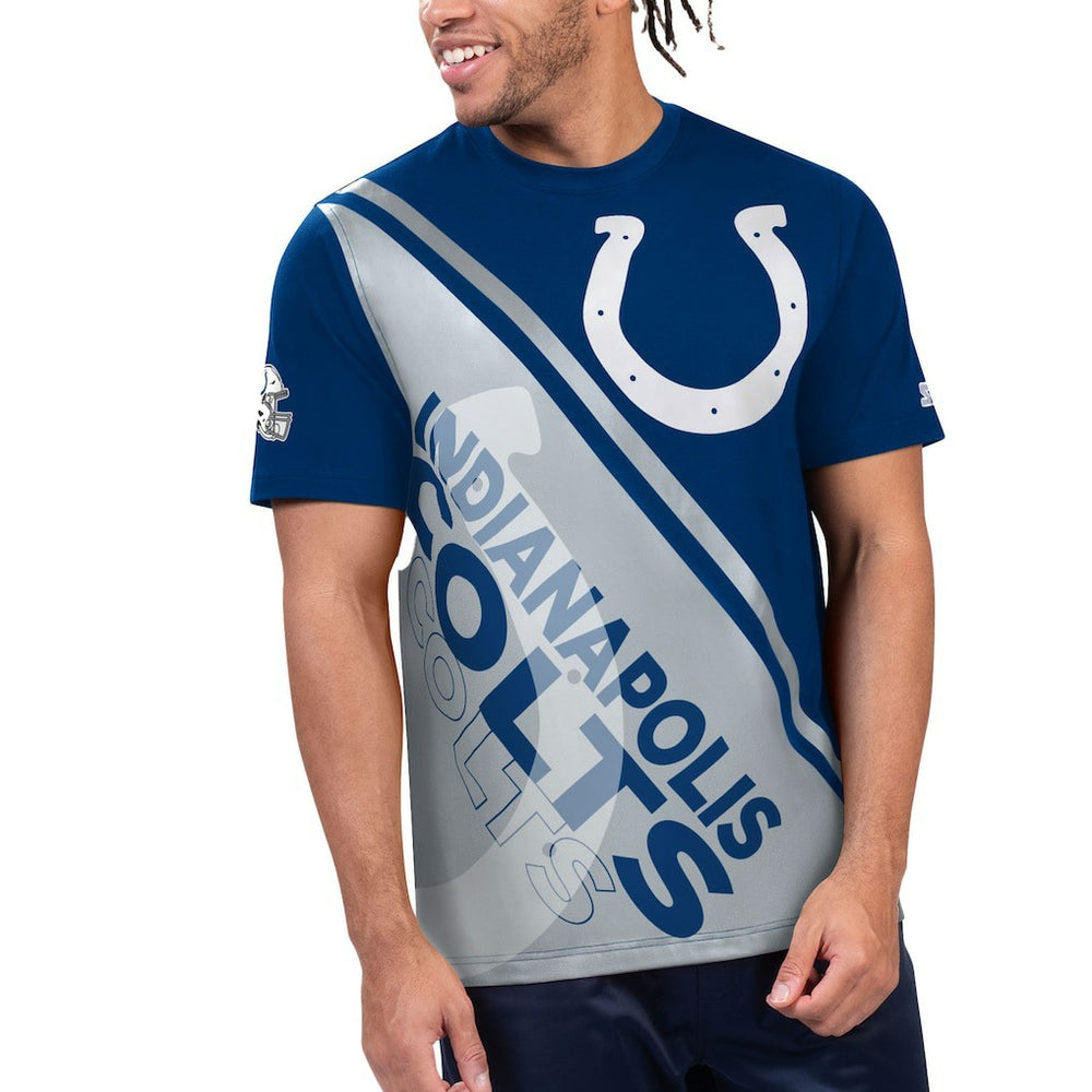 Indianapolis Colts Starter Finish Line Extreme Graphic T-Shirt - Royal/White cheap