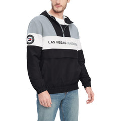 Las Vegas Raiders Tommy Hilfiger Enzo Half-Zip Hoodie Jacket - Black/Silver on sale