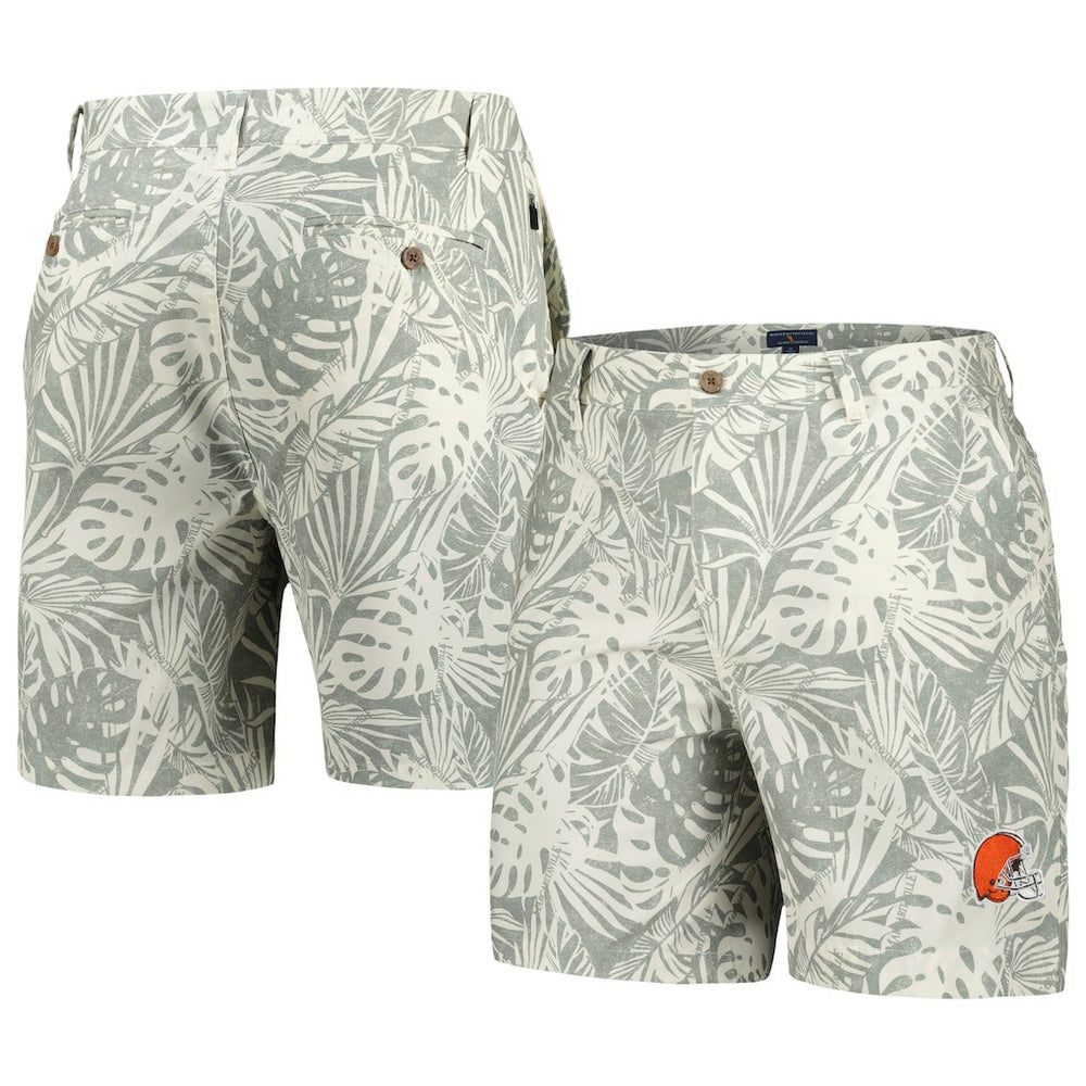 Cleveland Browns Margaritaville Sandwashed Monstera Print Amphib Shorts - Gray cheap