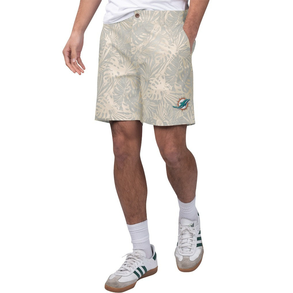 Miami Dolphins Margaritaville Sandwashed Monstera Print Amphib Shorts - Gray for sale
