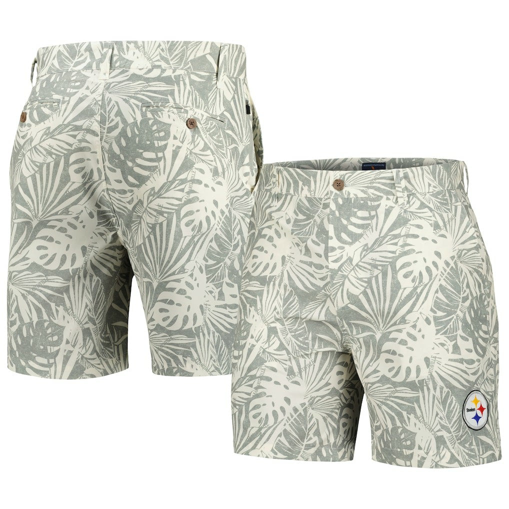 Pittsburgh Steelers Margaritaville Sandwashed Monstera Print Amphib Shorts - Gray sale