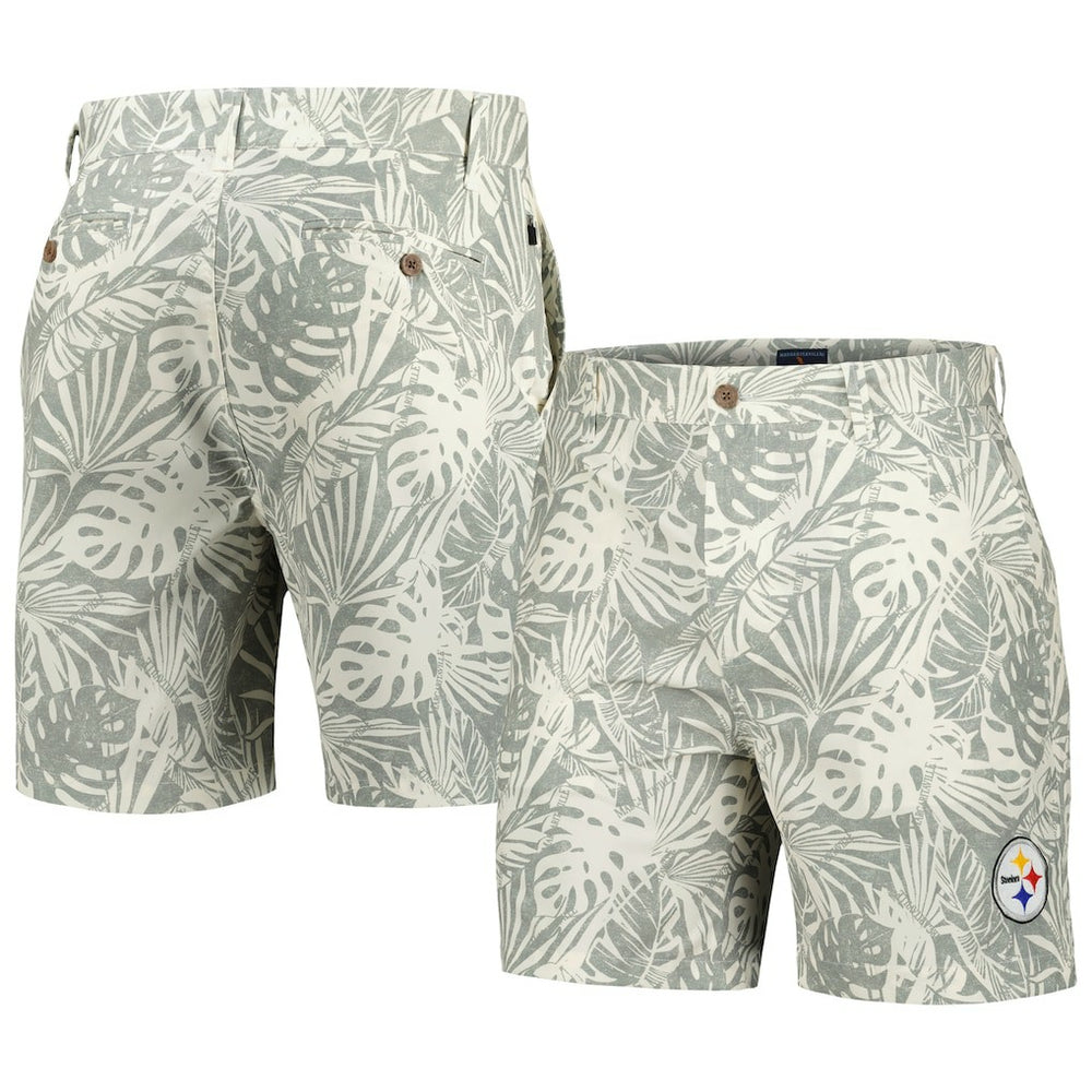 Pittsburgh Steelers Margaritaville Sandwashed Monstera Print Amphib Shorts - Gray sale