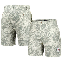 Pittsburgh Steelers Margaritaville Sandwashed Monstera Print Amphib Shorts - Gray sale