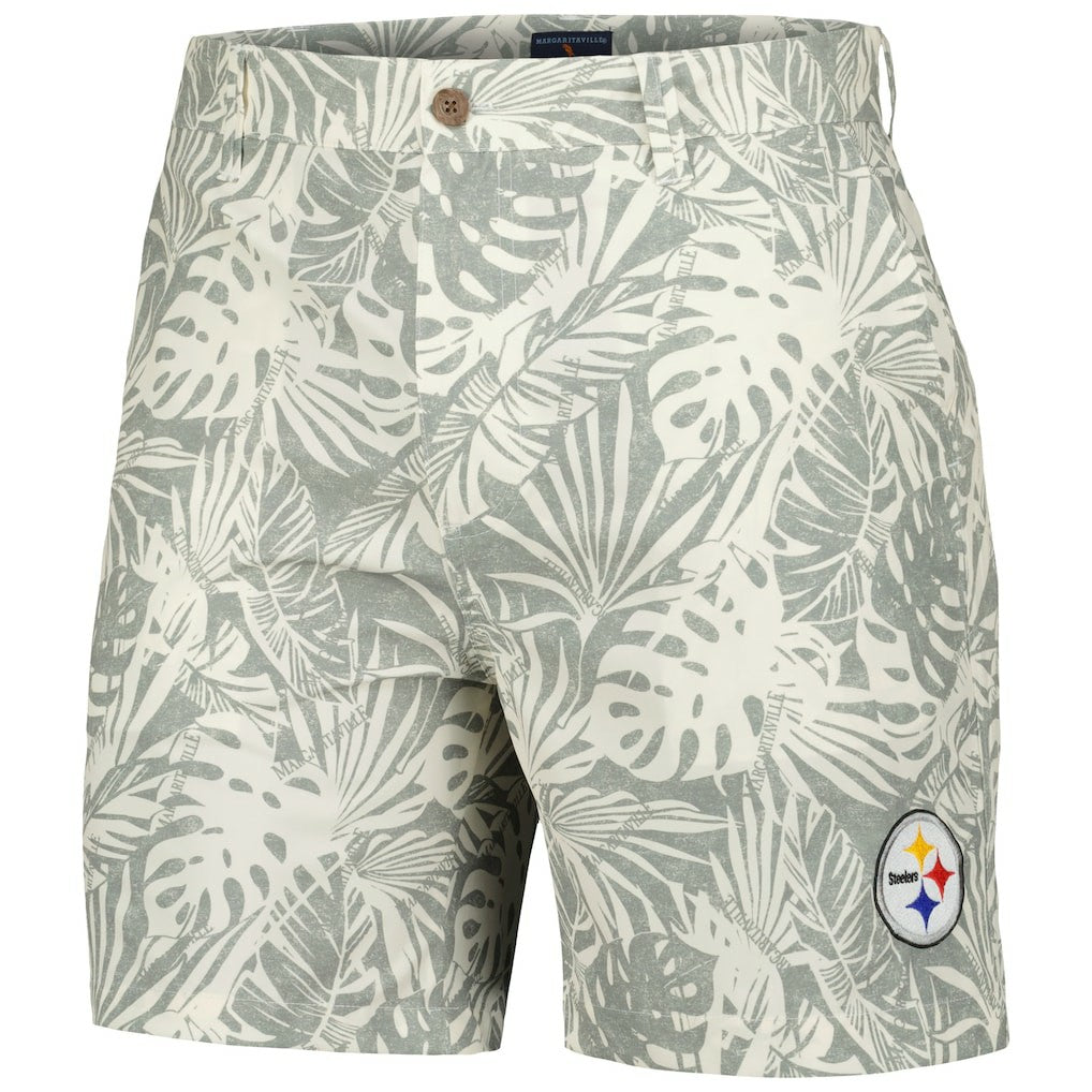 Pittsburgh Steelers Margaritaville Sandwashed Monstera Print Amphib Shorts - Gray sale