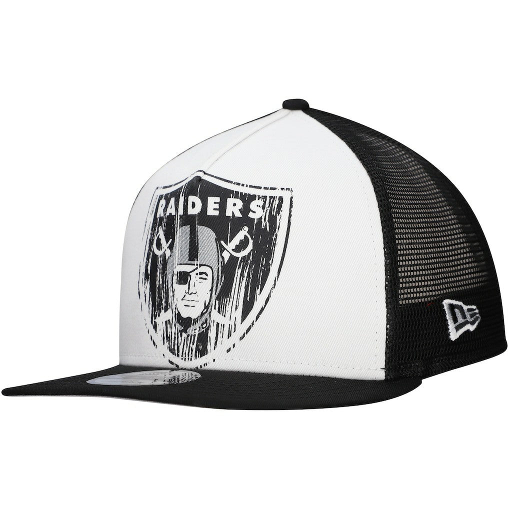 New Era Las Vegas Raiders Distressed 9FIFTY A-Frame Snapback Hat - White/Black on sale