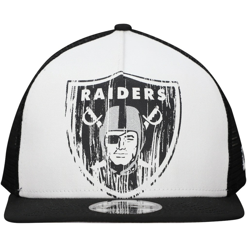 New Era Las Vegas Raiders Distressed 9FIFTY A-Frame Snapback Hat - White/Black on sale
