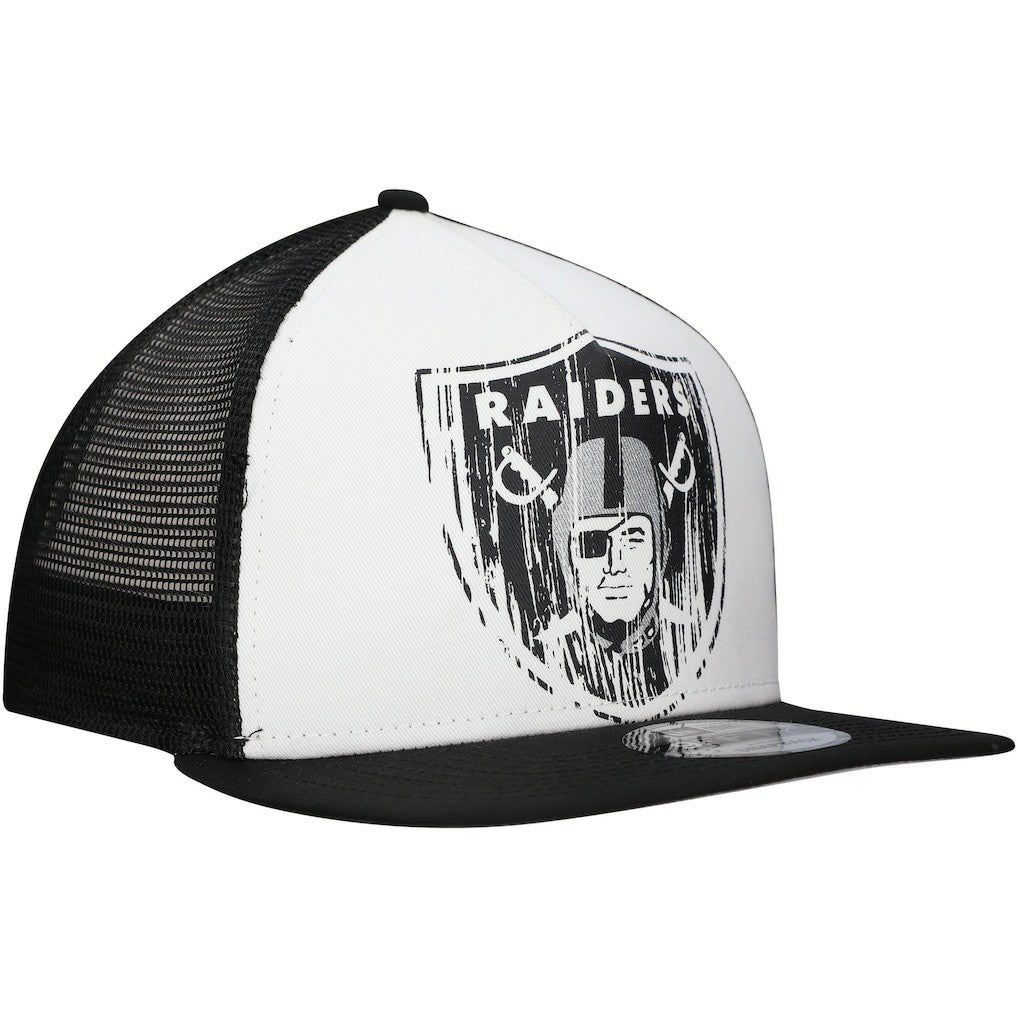 New Era Las Vegas Raiders Distressed 9FIFTY A-Frame Snapback Hat - White/Black on sale