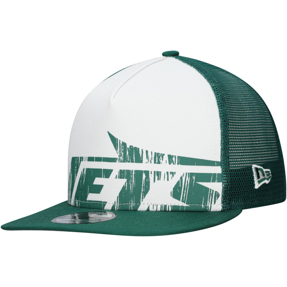 New Era New York Jets Distressed 9FIFTY A-Frame Snapback Hat - White/Green outlet
