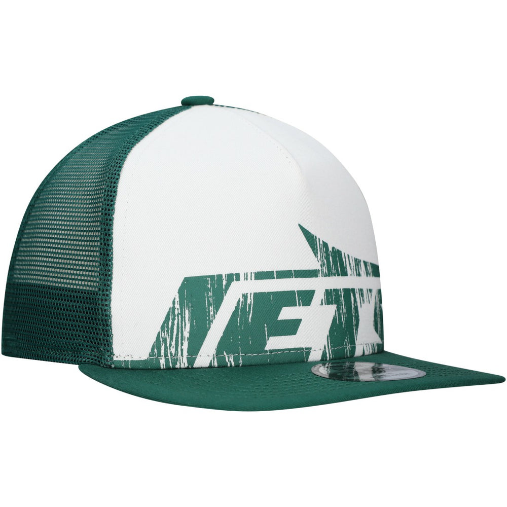 New Era New York Jets Distressed 9FIFTY A-Frame Snapback Hat - White/Green outlet