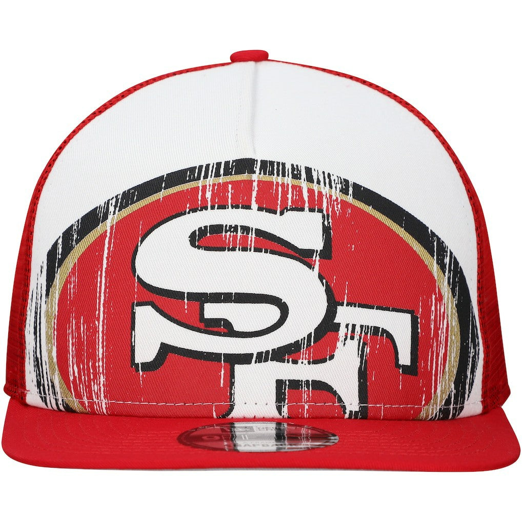 New Era San Francisco 49ers Distressed 9FIFTY A-Frame Snapback Hat - White/Scarlet online