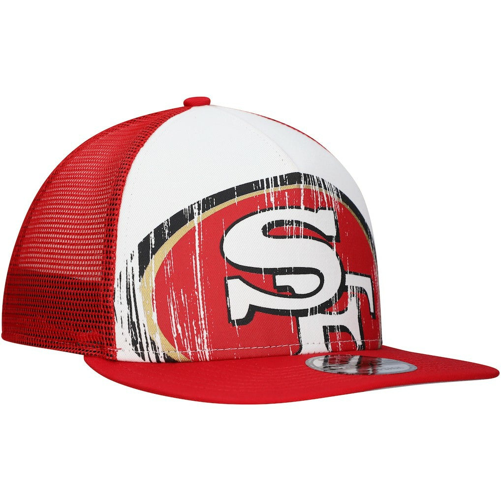 New Era San Francisco 49ers Distressed 9FIFTY A-Frame Snapback Hat - White/Scarlet online