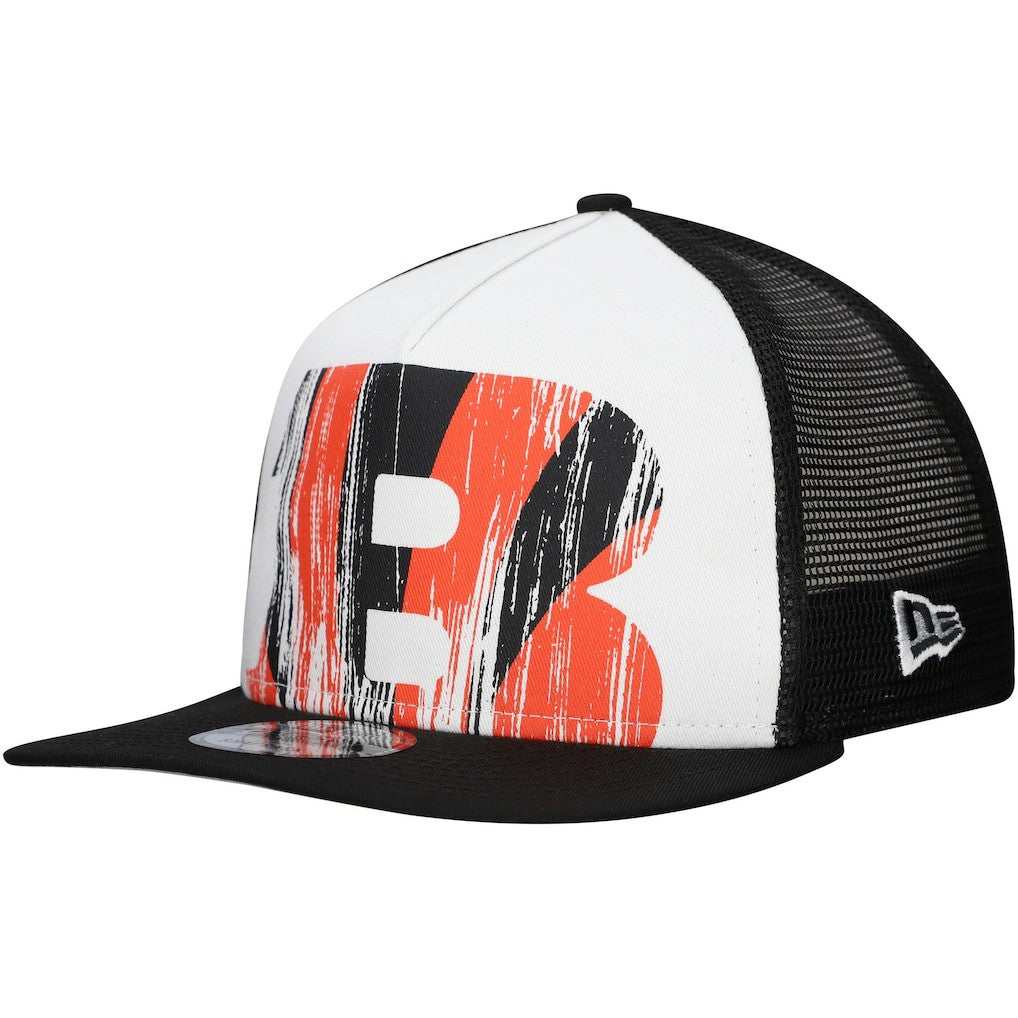 New Era Cincinnati Bengals Distressed 9FIFTY A-Frame Snapback Hat - White/Black online