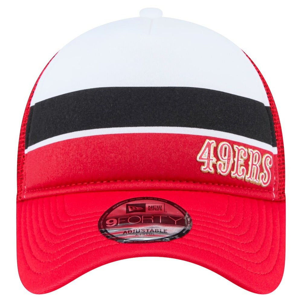 San Francisco 49ers New Era Sport Night Color Block 9FORTY A-Frame Trucker Adjustable Hat - White/Scarlet on sale
