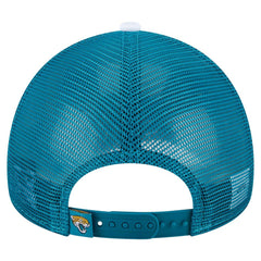 Jacksonville Jaguars New Era Color-Block 9FORTY A-Frame Trucker Adjustable Hat - White/Teal on sale