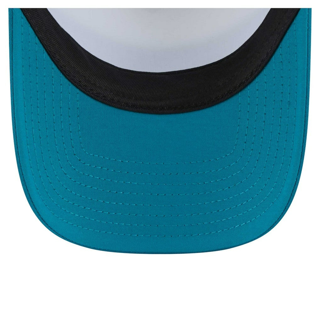 Jacksonville Jaguars New Era Color-Block 9FORTY A-Frame Trucker Adjustable Hat - White/Teal on sale