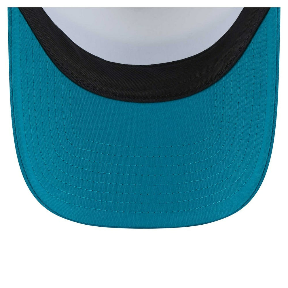 Jacksonville Jaguars New Era Color-Block 9FORTY A-Frame Trucker Adjustable Hat - White/Teal on sale