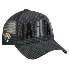 Jacksonville Jaguars New Era Midnight Ink Tonal Text A-Frame Trucker 9FORTY Adjustable Hat - Black for sale