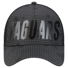Jacksonville Jaguars New Era Midnight Ink Tonal Text A-Frame Trucker 9FORTY Adjustable Hat - Black for sale