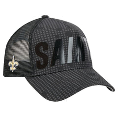 New Orleans Saints New Era Midnight Ink Tonal Text A-Frame Trucker 9FORTY Adjustable Hat - Black discount