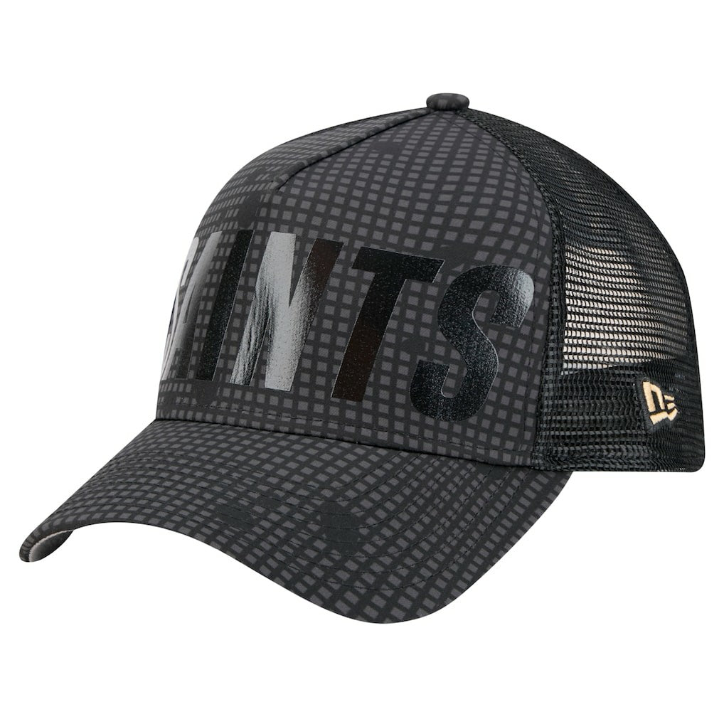 New Orleans Saints New Era Midnight Ink Tonal Text A-Frame Trucker 9FORTY Adjustable Hat - Black discount