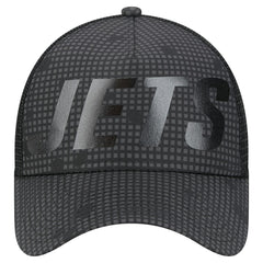 New York Jets New Era Throwback Midnight Ink Tonal Text A-Frame Trucker 9FORTY Adjustable Hat - Black online