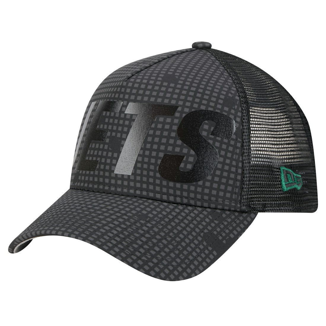 New York Jets New Era Throwback Midnight Ink Tonal Text A-Frame Trucker 9FORTY Adjustable Hat - Black online