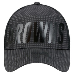 Cleveland Browns New Era Throwback Midnight Ink Tonal Text A-Frame Trucker 9FORTY Adjustable Hat - Black for sale