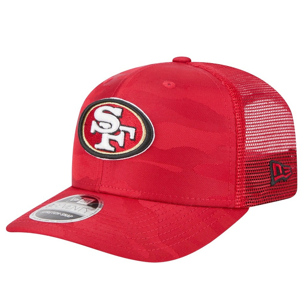 San Francisco 49ers New Era Adventure Camo Trucker 9SEVENTY Stretch-Snap Adjustable Hat - Scarlet discount