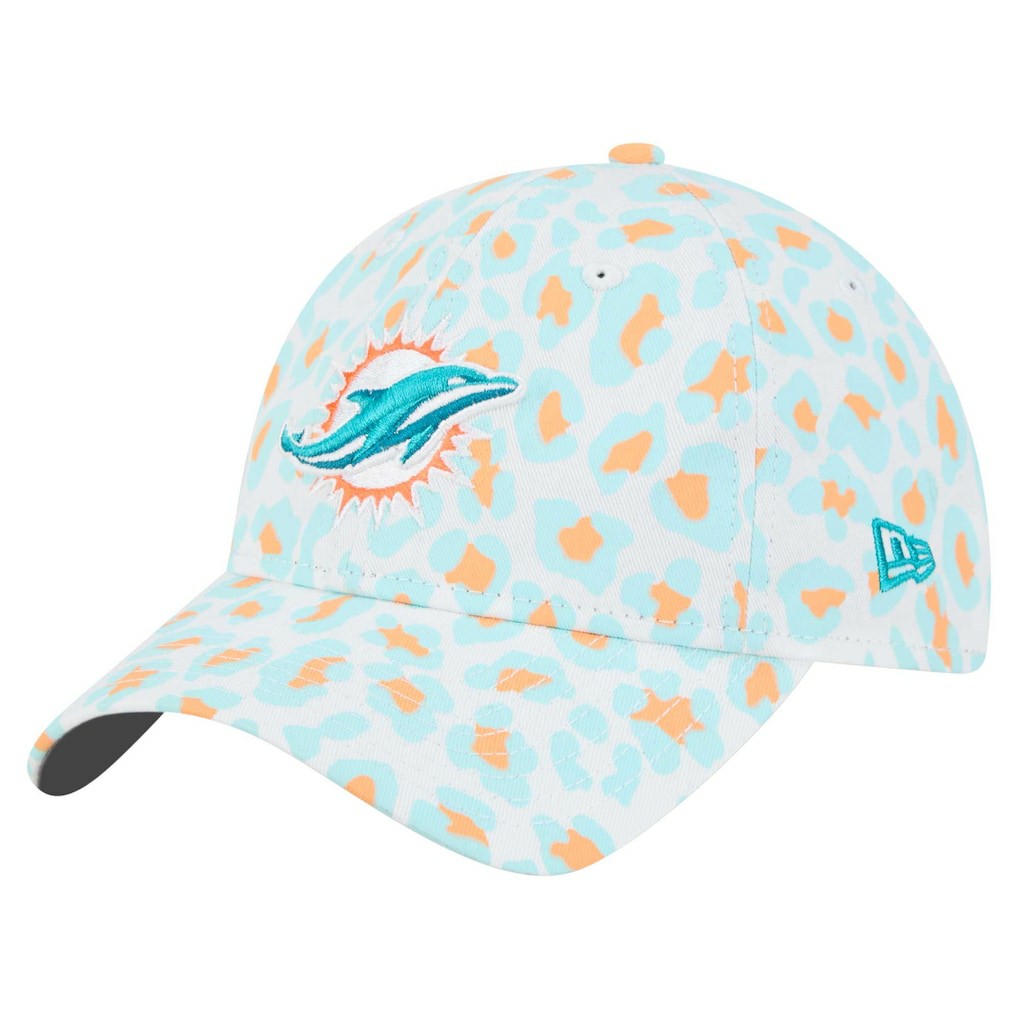 Miami Dolphins New Era Women's Active Leopard 9TWENTY Adjustable Hat - White sale